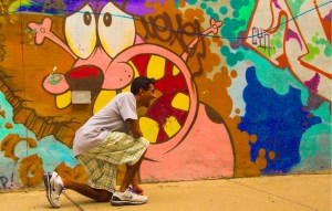 Juxtaposition graffiti and the young lad