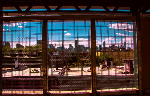 Viewing the Manhattan Skyline from a window