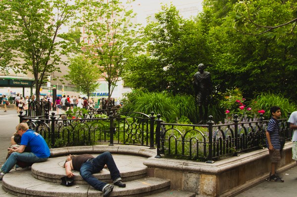 union square gandhi statue