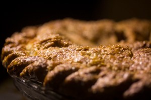 The crust of the apple pie