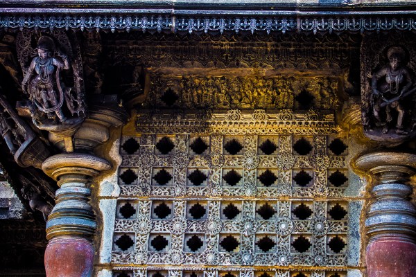Intricate window with pillars for the Chennakesava Temple