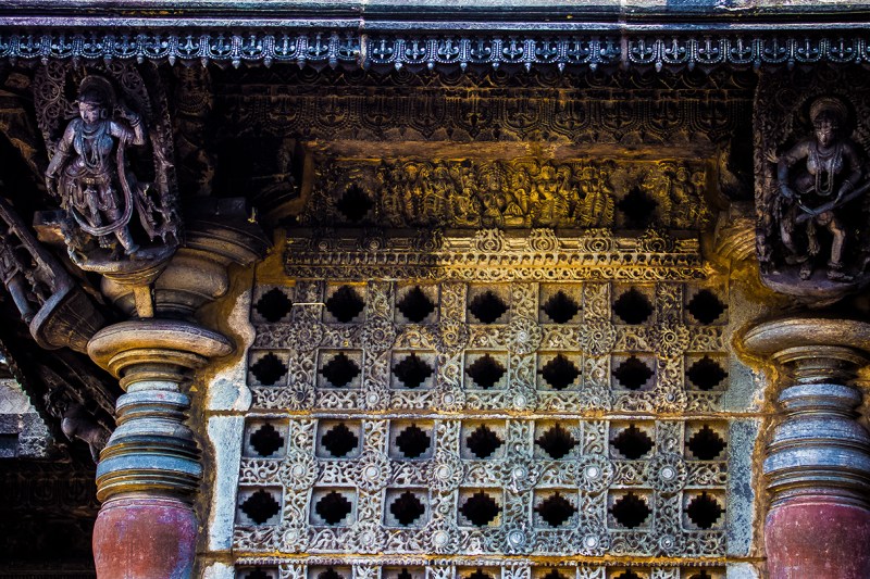 Intricate window with pillars for the Chennakesava Temple